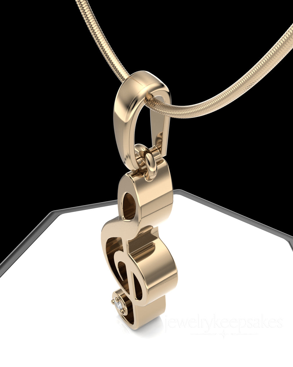 Solid 14k Gold Musical Note Permanently Sealed Waterproof Cremation Pendant