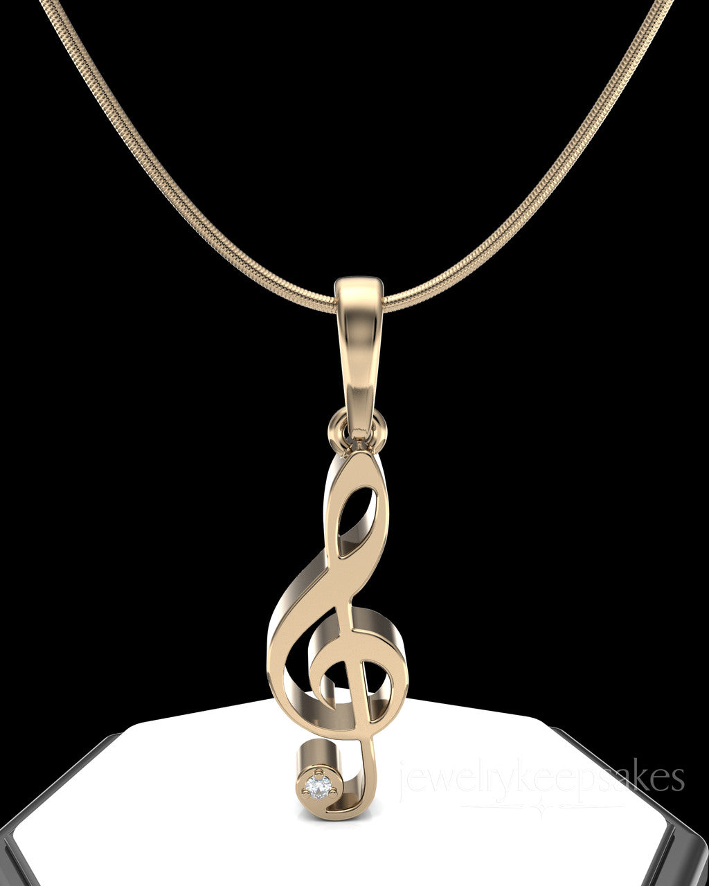 Solid 14k Gold Musical Note Permanently Sealed Waterproof Cremation Pendant