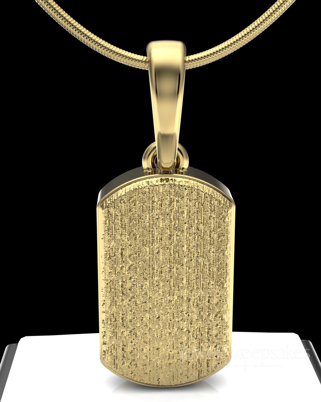 Gold Plated Textured Dog Tag Permanently Sealed Waterproof Cremation Pendant