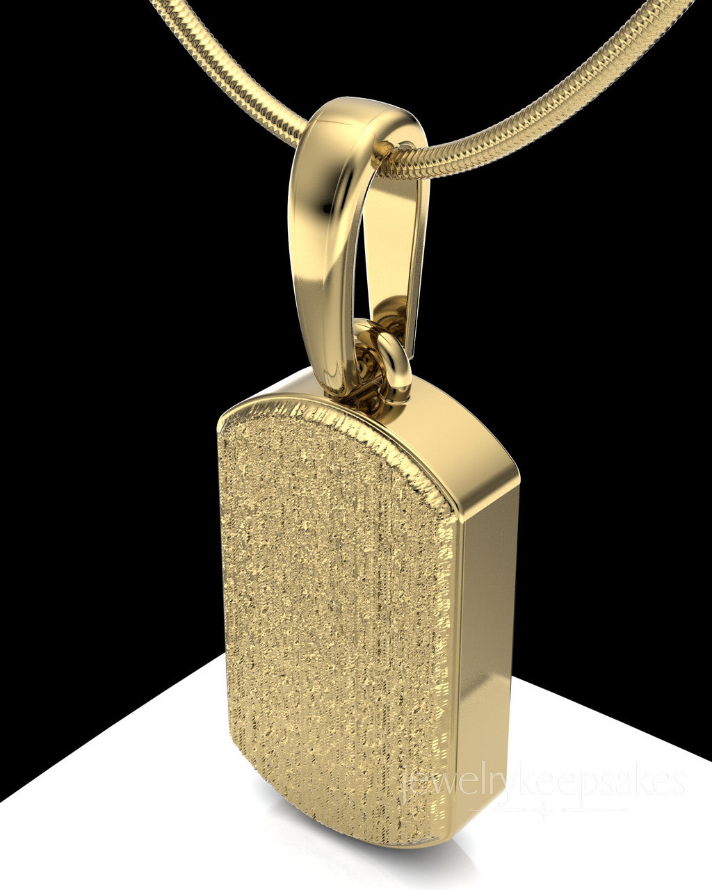 Gold Plated Textured Dog Tag Permanently Sealed Waterproof Cremation Pendant
