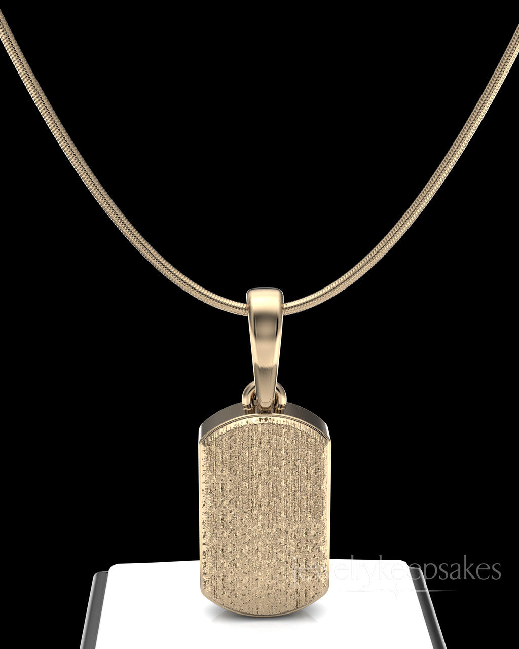 Solid 14k Gold Textured Dog Tag Permanently Sealed Waterproof Cremation Pendant