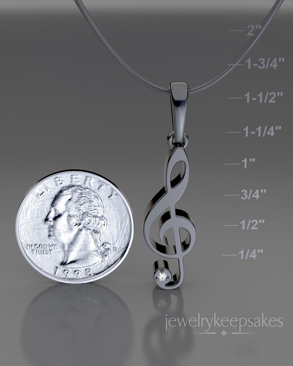 Black Plated Musical Note Permanently Sealed Waterproof Cremation Pendant