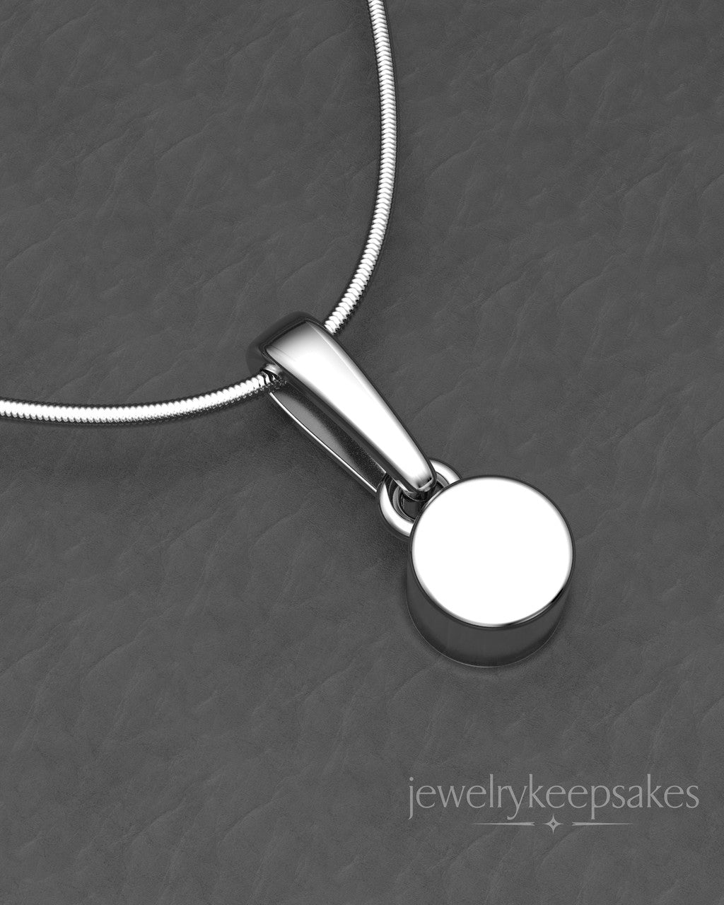 Solid 14k White Gold Small Round Permanently Sealed Waterproof Cremation Pendant