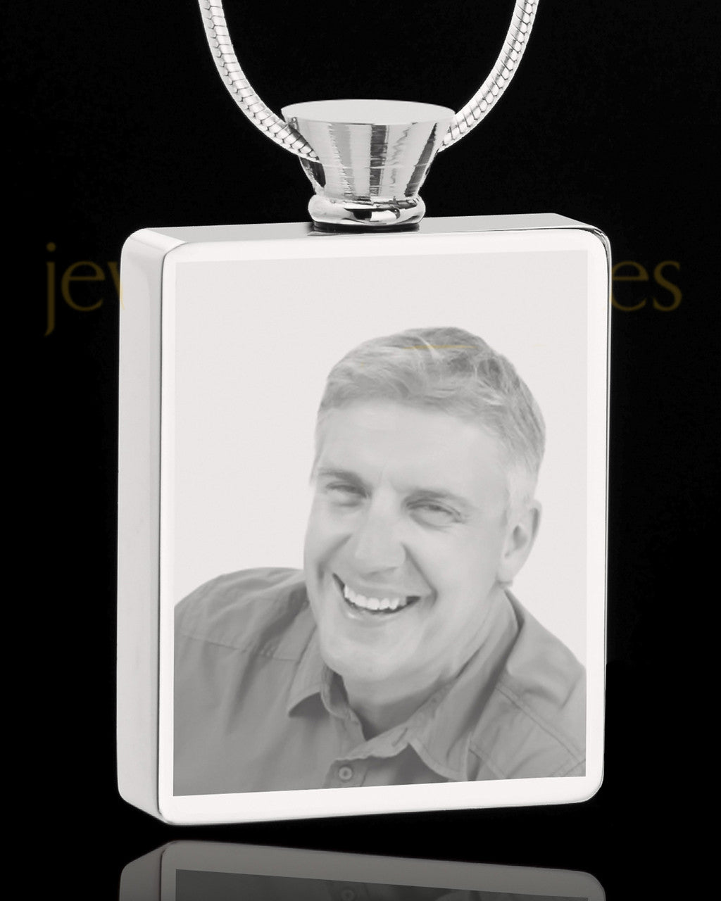 Photo Engraved Rectangle Stainless Steel Cremation Pendant