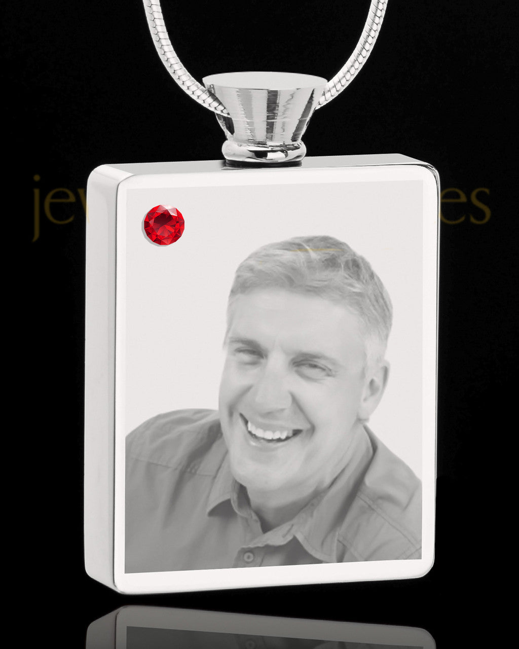 July Stainless Steel Photo Engraved Rectangle Cremation Pendant