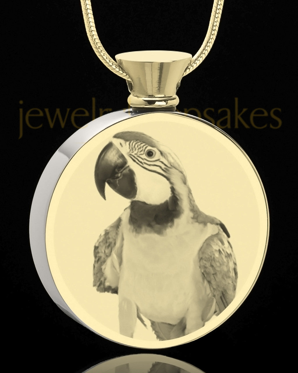 Photo Engraved Round Stainless Gold Plated Pet Cremation Pendant