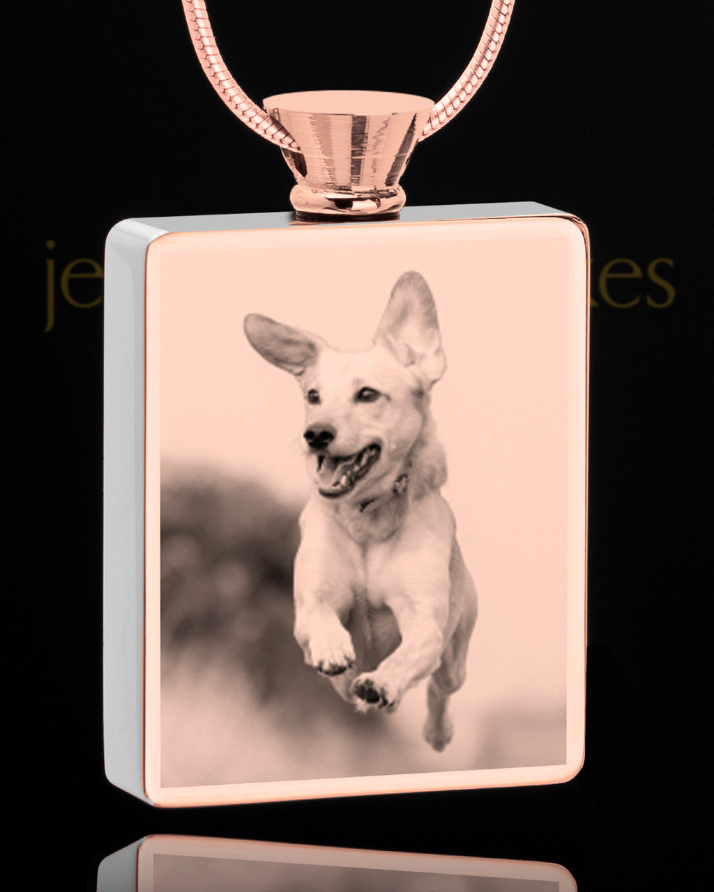 Photo Engraved Stainless Rose Gold Plated Rectangle Pet Pendant