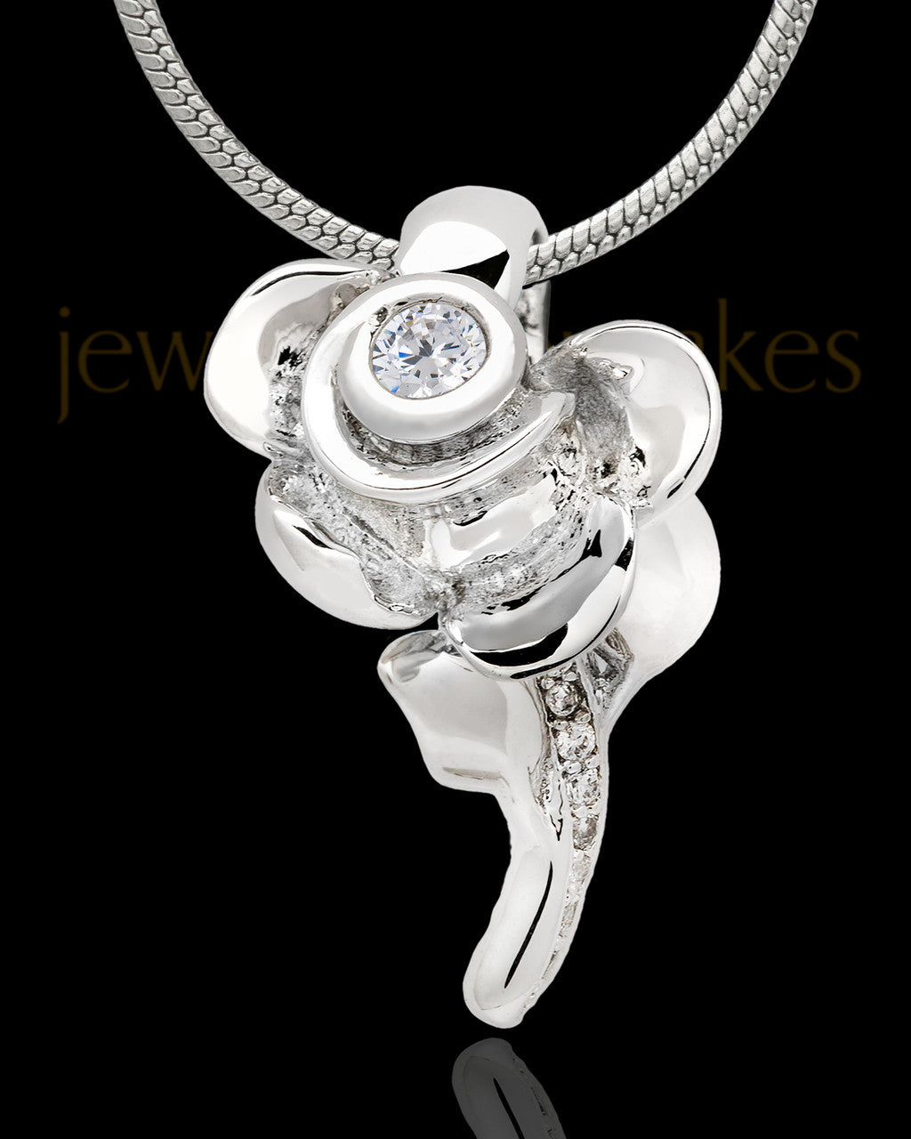 Sterling Silver Confident Rose Cremation Urn Pendant