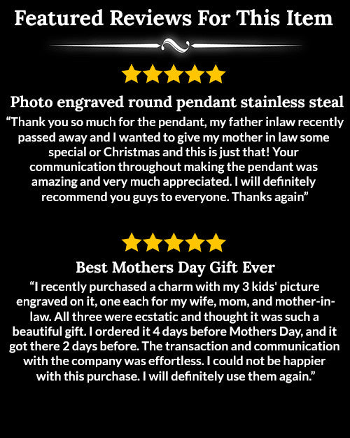 Custom Photo Engraved Round Pendant Stainless Steel With Engraving