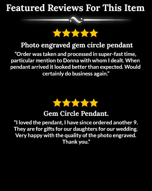 Gold Plated Photo Engraved Pendant Gem Circle over Stainless Keepsake