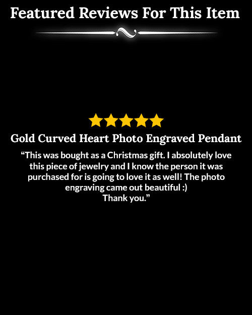 Gold Curved Heart Photo Engraved Pendant
