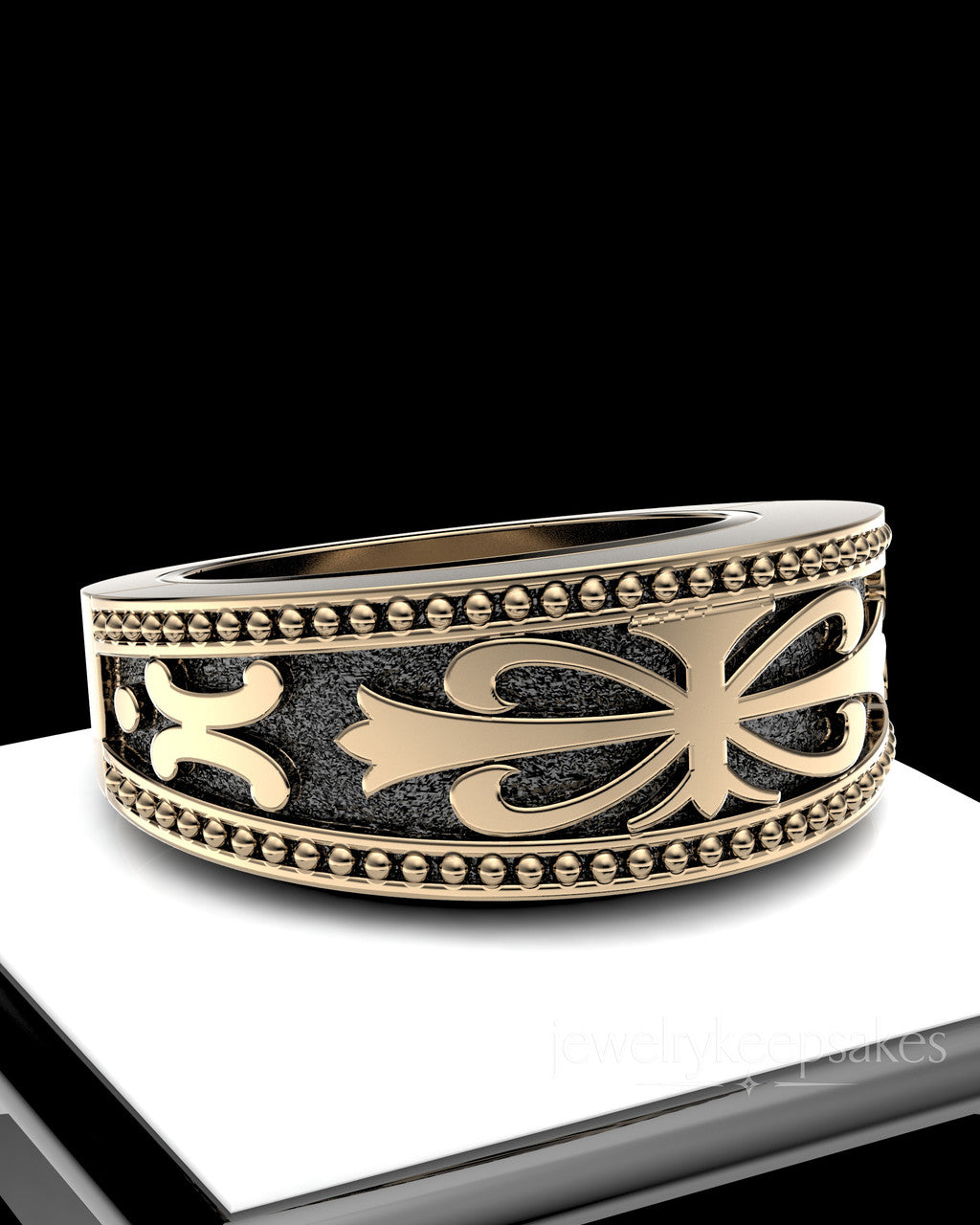 Solid 14k Yellow Gold Men's Baron Permanently Sealed Waterproof Cremation Ring