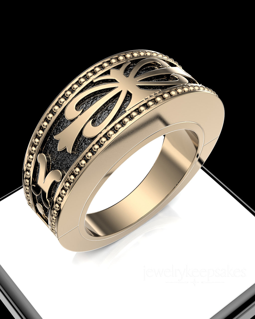 Solid 14k Yellow Gold Men's Baron Permanently Sealed Waterproof Cremation Ring