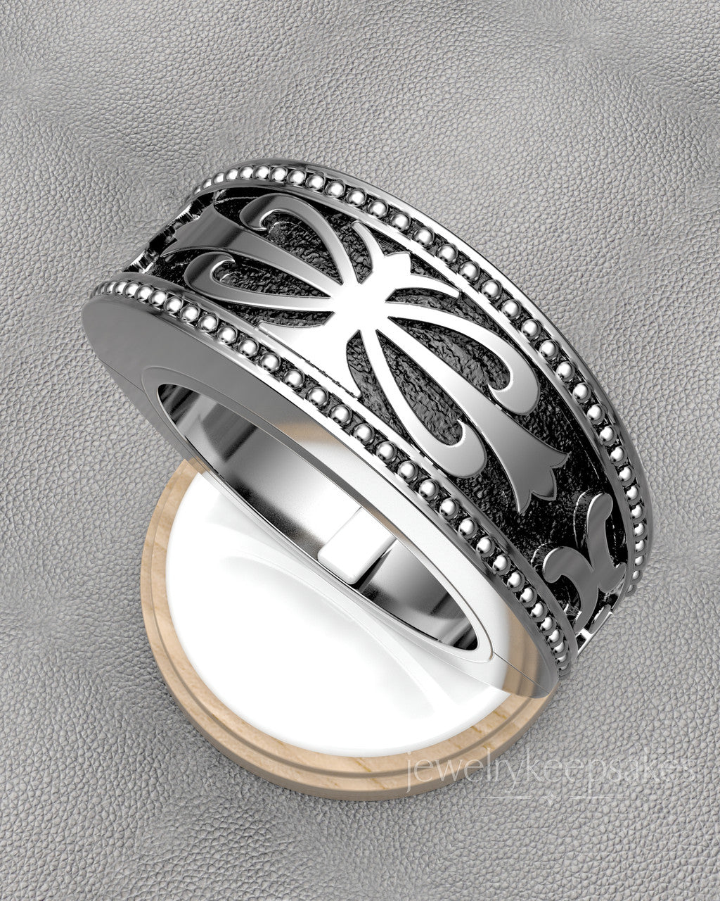 Solid 14k White Gold Men's Baron Permanently Sealed Waterproof Cremation Ring