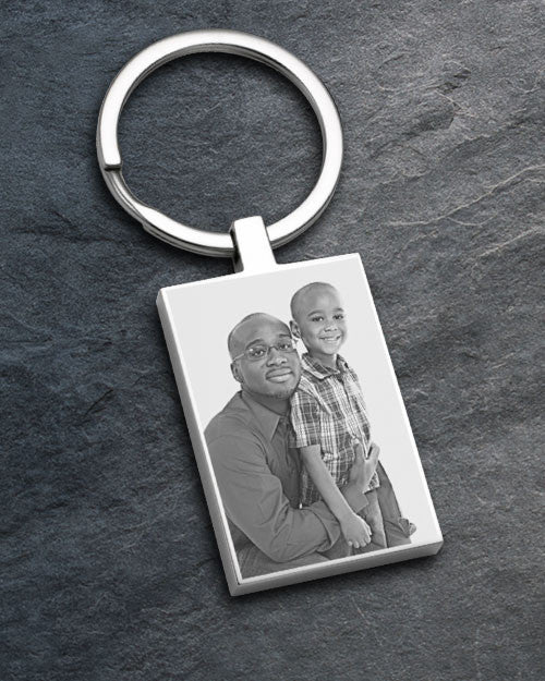 Custom Photo Engraved Keychain Rectangle Stainless