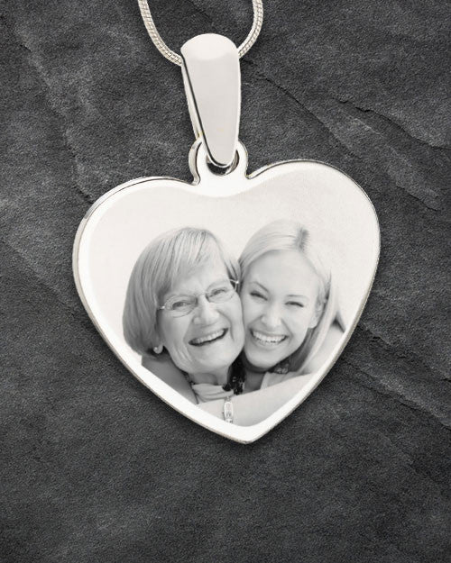 Personalized Engraved Heart Photo Pendant Necklace In Stainless Steel