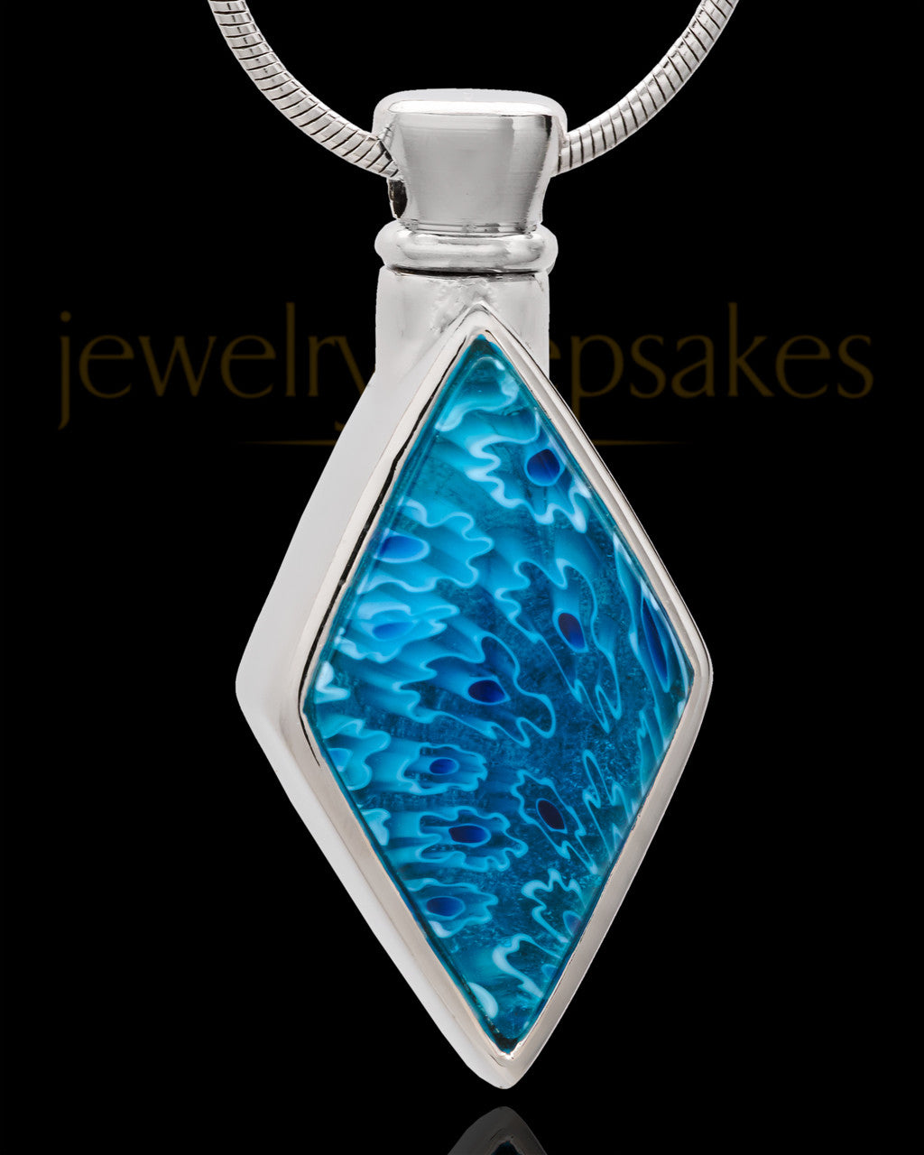 Silver Plated Blinding Blue Cremation Urn Pendant