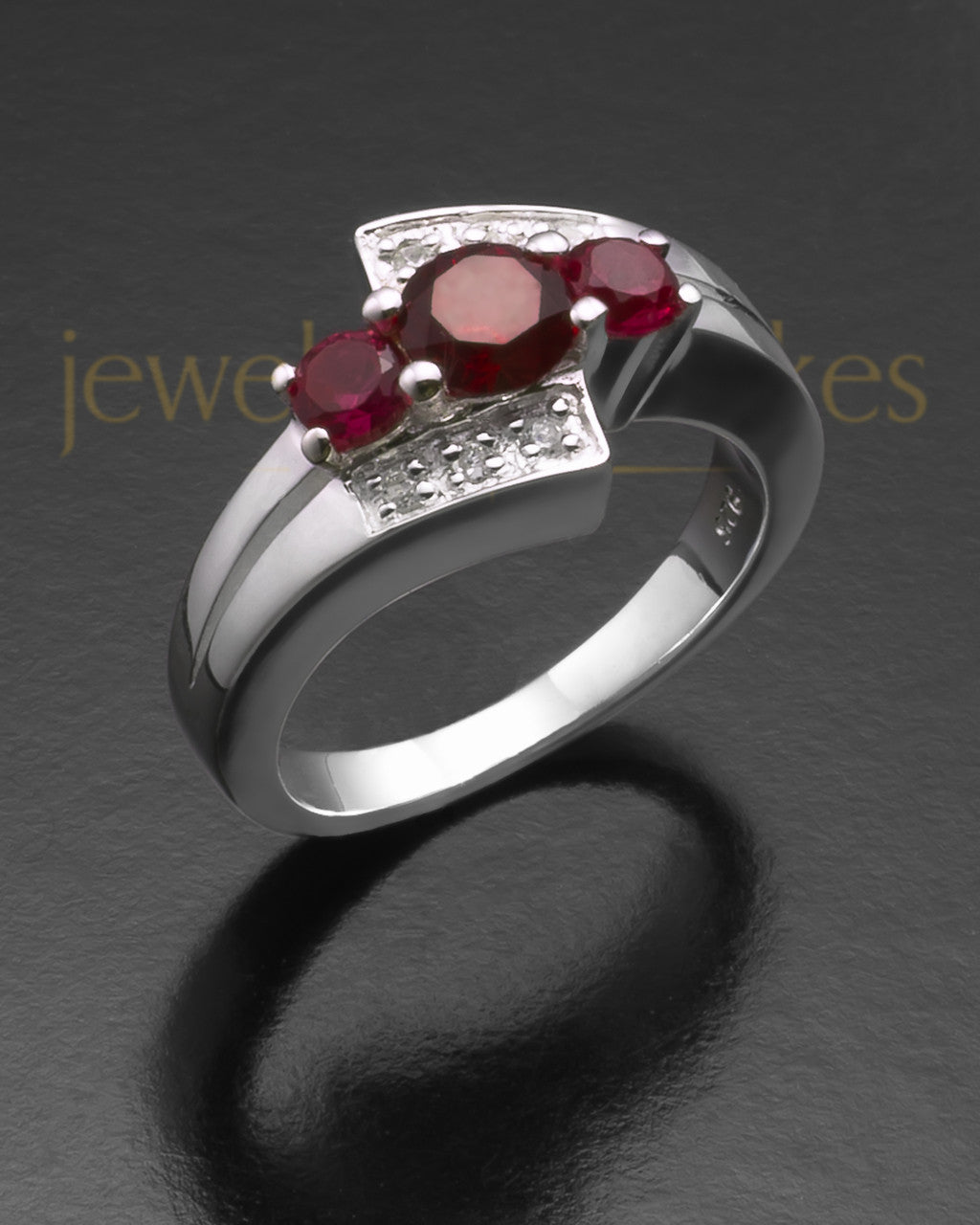 Ladies Silver Radiant Red Cremation Ring