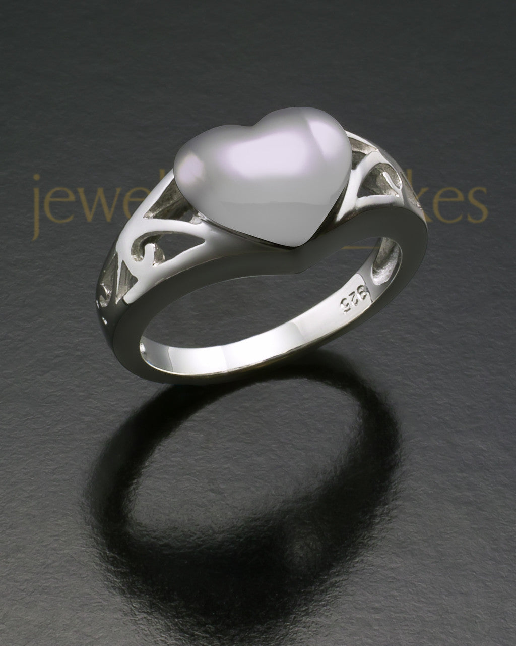 Ladies Silver Filigree Heart Cremation Ring