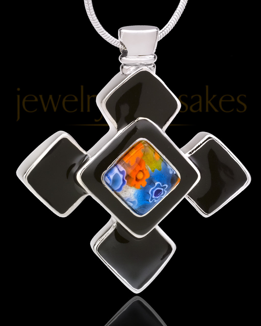 Silver Plated Black Cleverness Cremation Urn Pendant