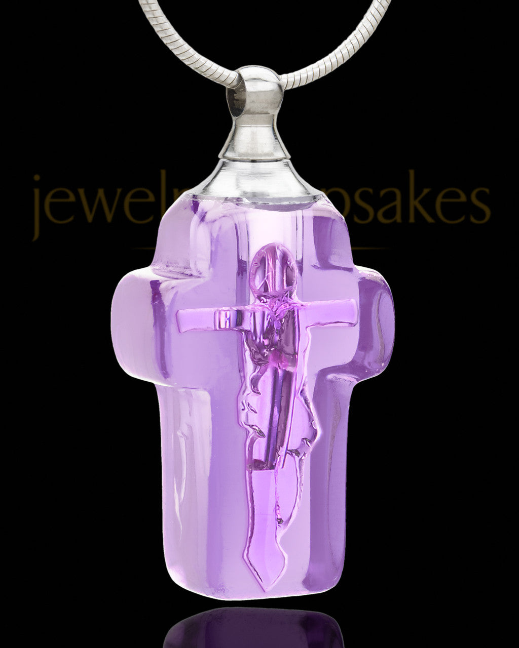 Ash Pendant Lavender Faithful Cross Glass Locket
