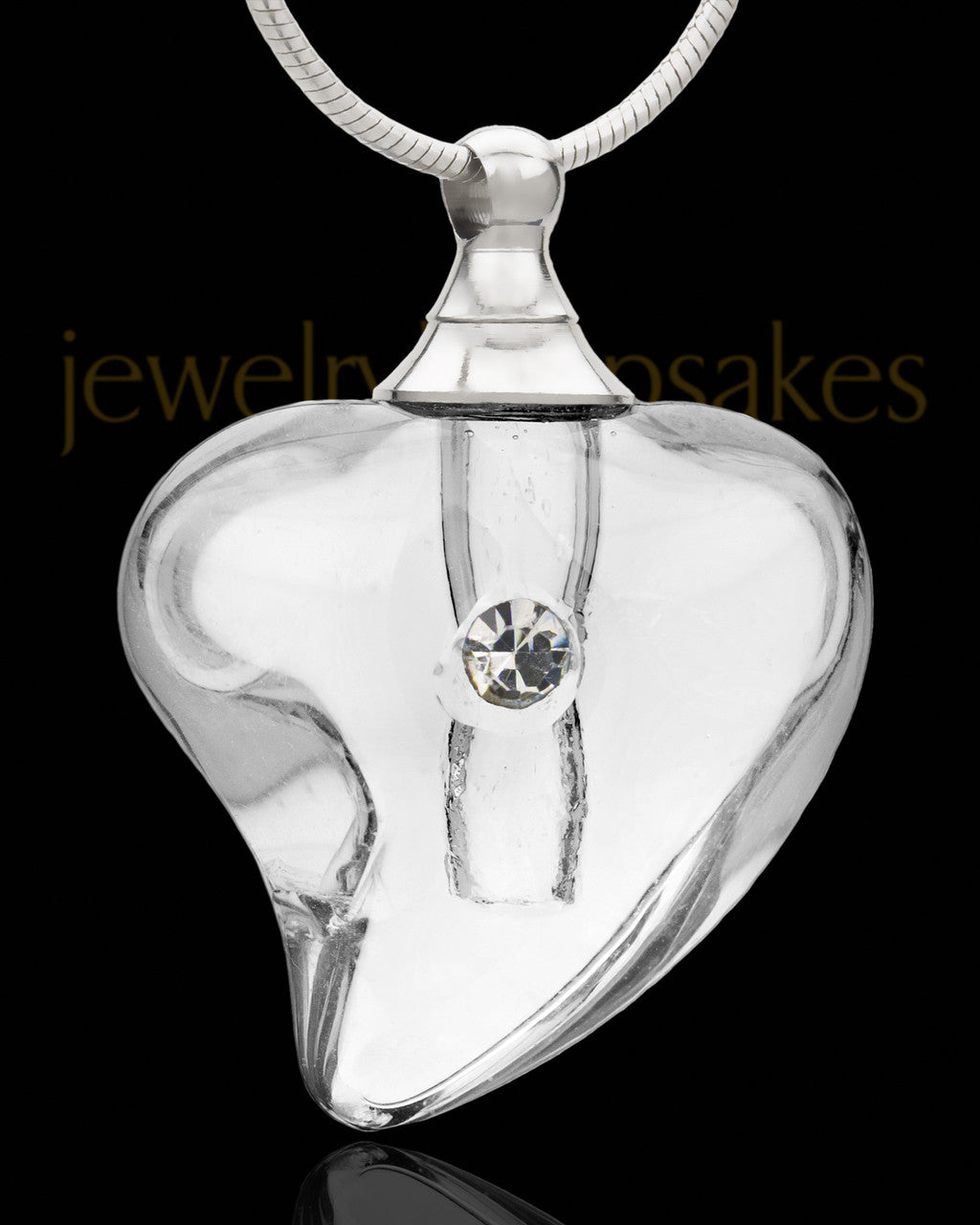 Ash Pendant Clear Shapely Heart Glass Locket