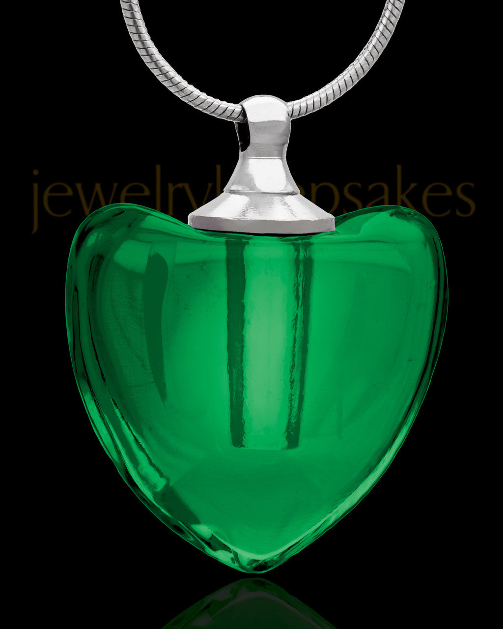 Green Glass Pristine Heart Cremation Jewelry