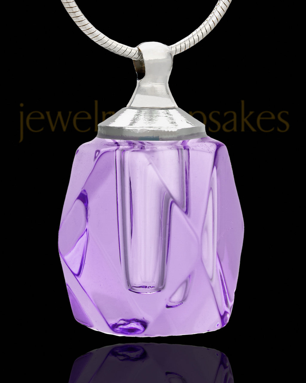 Cremation Charm Lavender Crystal Cube Glass Locket
