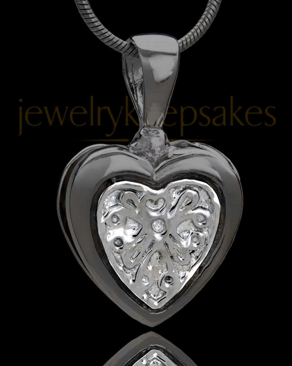 Black Plated Lattice Heart Urn Pendant