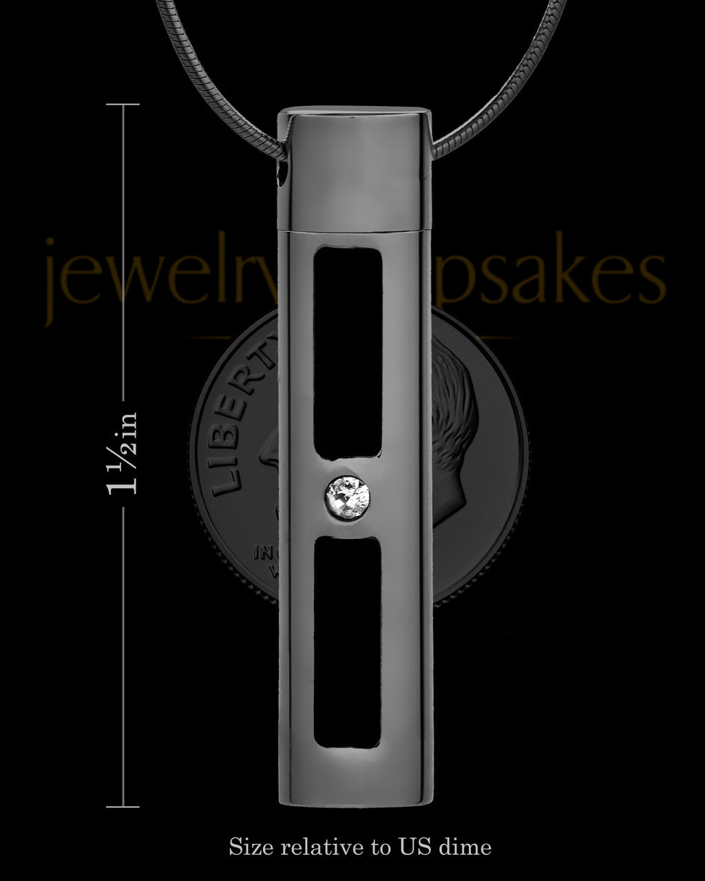 Custom Black Plated Cylinder Urn Necklace for Ashes With Engraving