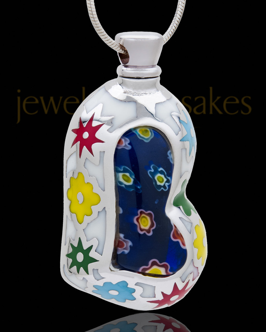 Silver Plated Vigorous Heart in White Cremation Urn Pendant