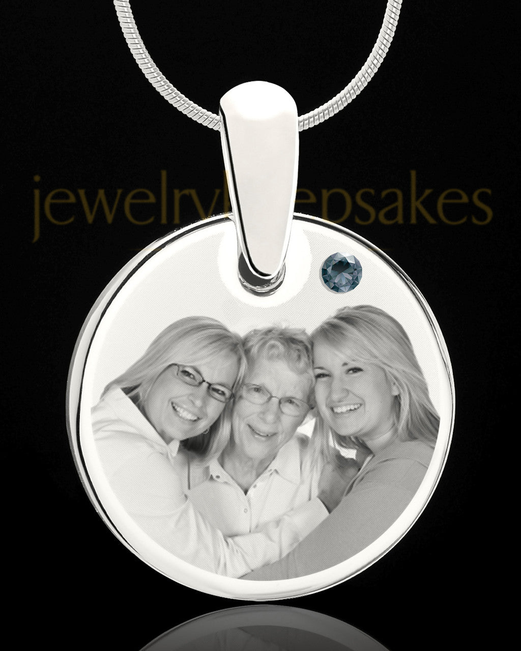 December Round Birthstone Stainless Steel Photo Pendant