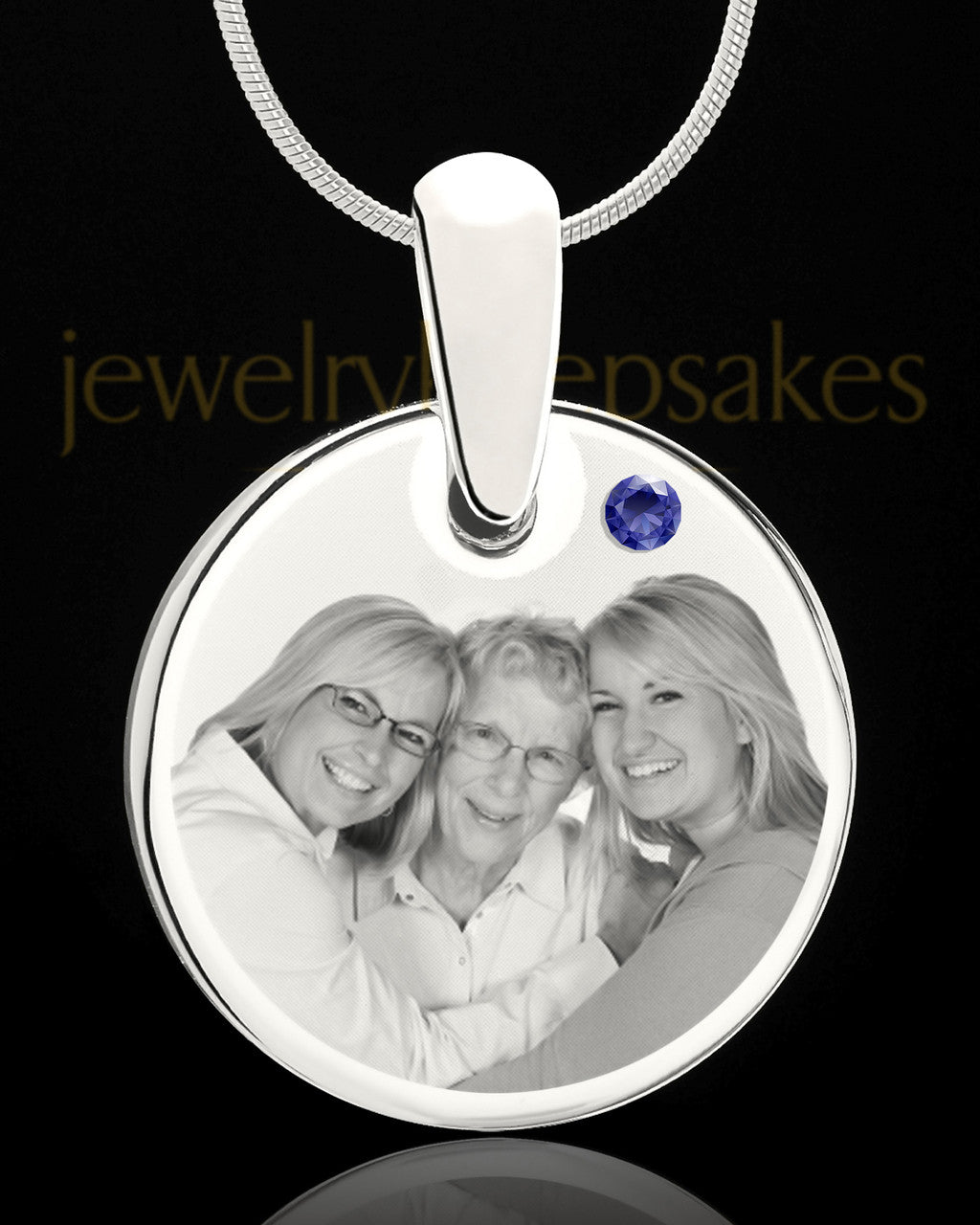 September Round Birthstone Stainless Steel Photo Pendant