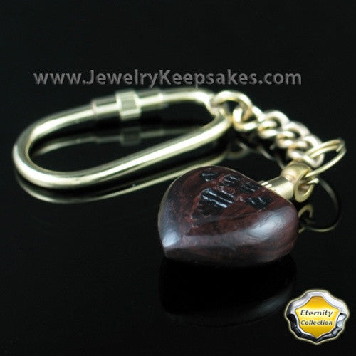 Cremation Ash Jewelry Wood Pawed Heart Keychain - Eternity Collection