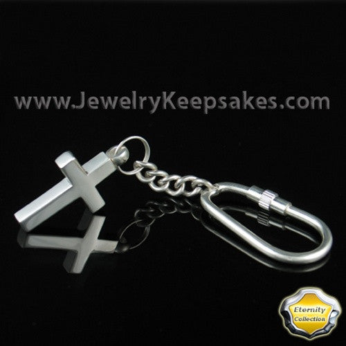 Cremains Keepsake Memorable Stainless Cross Keychain - Eternity Collection