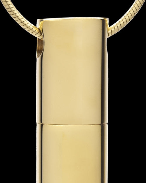 Cremains Pendant Gold Plated Courageous Cylinder - Eternity Collection
