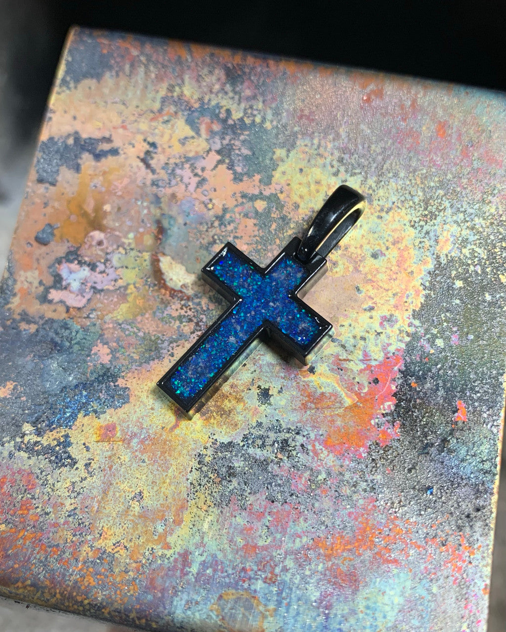 Midnight Seas Cross Black Finish Ash Jewelry