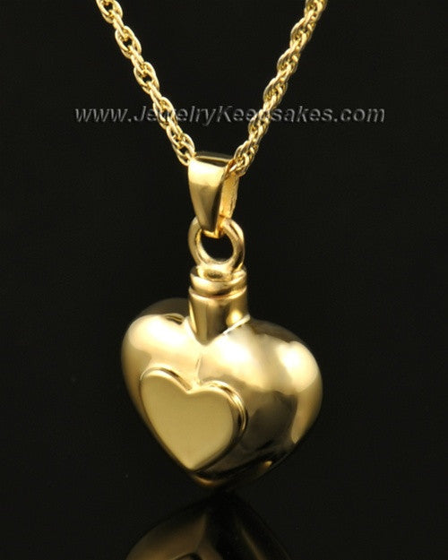 Ash Pendant Double Heart 14k Gold