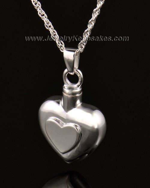 Ash Pendant Double Heart 14k White Gold