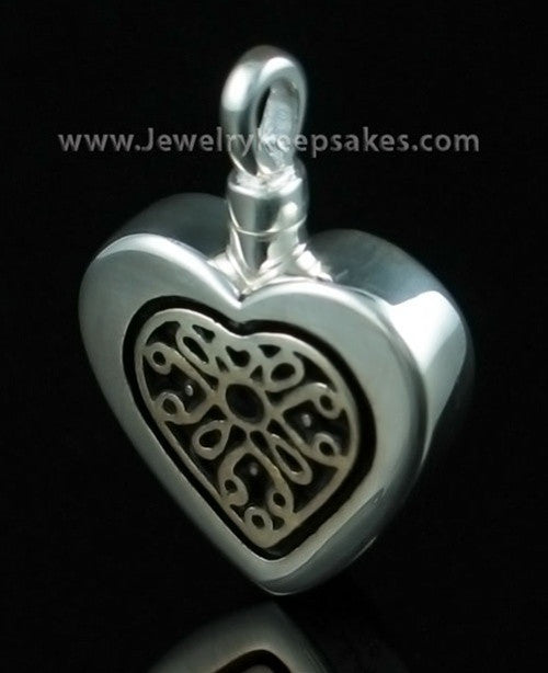 Funeral Jewelry Heart with Sterling Silver Insert