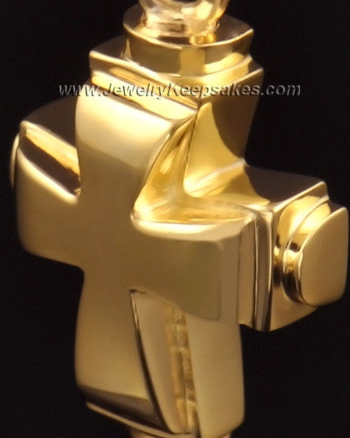 Memorial Necklace 14k Gold Classic Cross