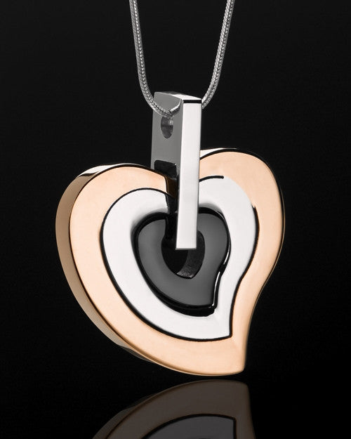 Urn Locket Stainless Rose Gold and Black Gracious Heart