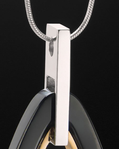 Stainless Elegant Ebony Teardrop Cremation Keepsake