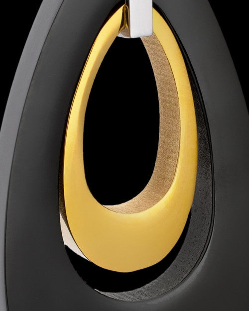 Stainless Elegant Gold Black Teardrop Cremation Keepsake