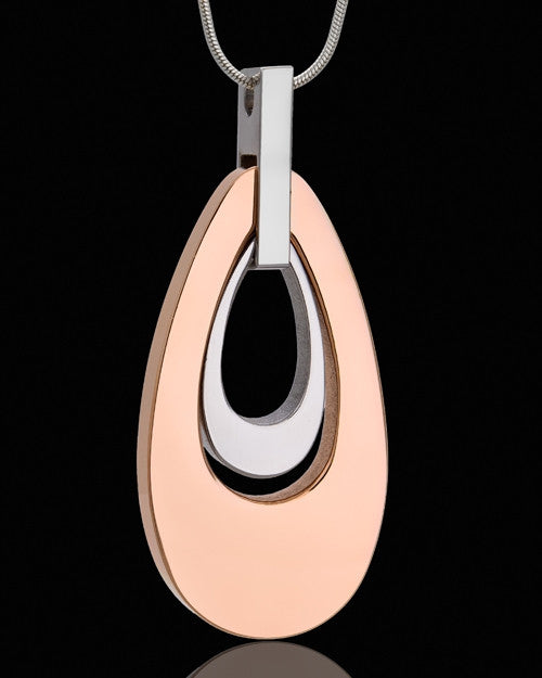 Rose Gold Plated Elegant Steel Teardrop Jewelry Urn