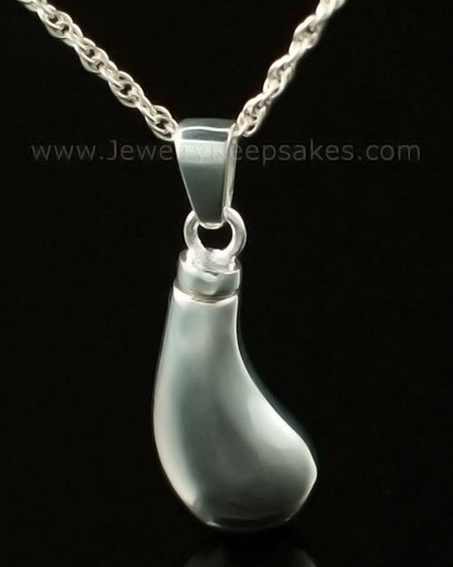 Pendant Keepsake Urn Solid 14K White Gold Teardrop
