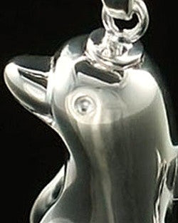 Cremation Charm Solid 14K White Gold Dolphin