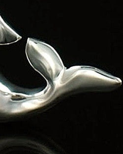 Cremation Charm Solid 14K White Gold Dolphin