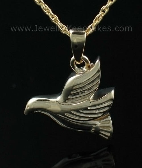 Cremated Remains Jewelry Gold Plated Dove Flying