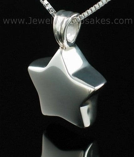 Cremation Urn Necklace Sterling Silver Small Star